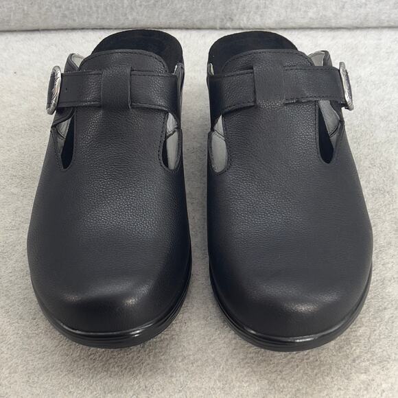 Alegria Selina -Leather Slip On Wedge Platform Clog- Black -Women 41 -NEW - Picture 3 of 11
